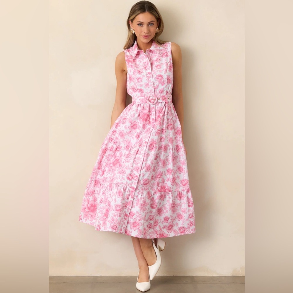 Prosperina Pink Floral Cotton Maxi Dress